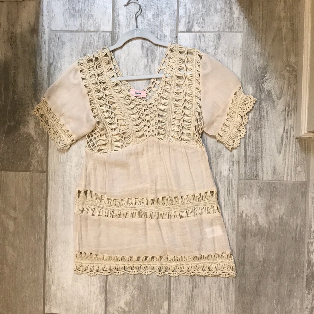 Ivory crochet tunic Sz Small